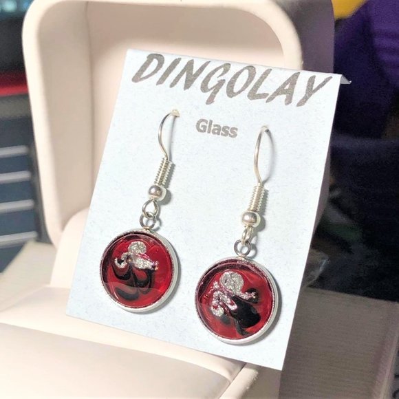 Glass dome HAND PAINTED earrings - Picture 1 of 1